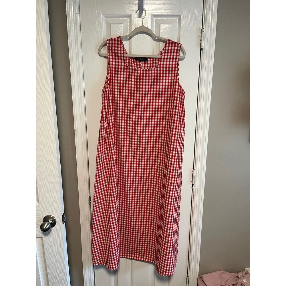 Cottage core gingham Zanzea maxi red dress XL